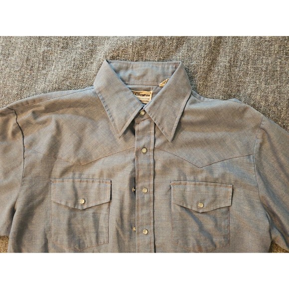 Vintage Le Chevron Western Pearl Snap Shirt M Large Button Up Dagger Collar Knit - Picture 2 of 11